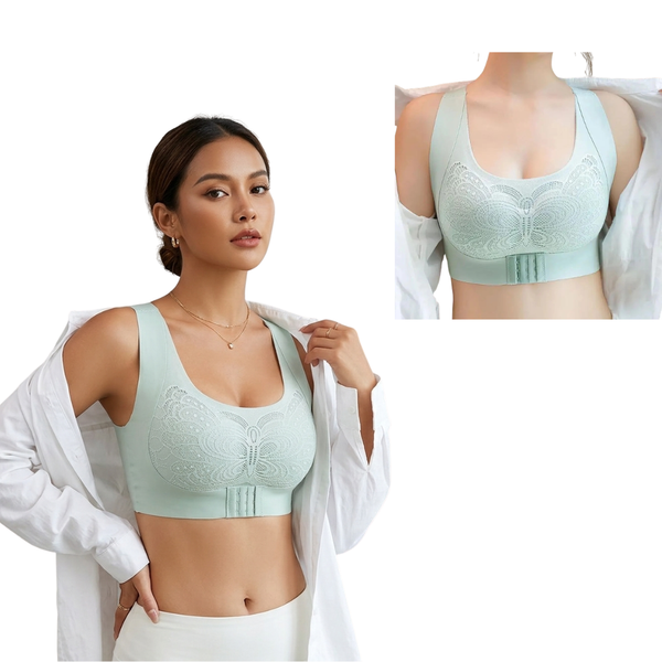 Butterfly Lace Seamless Wireless Comfort Bra – Front Closure