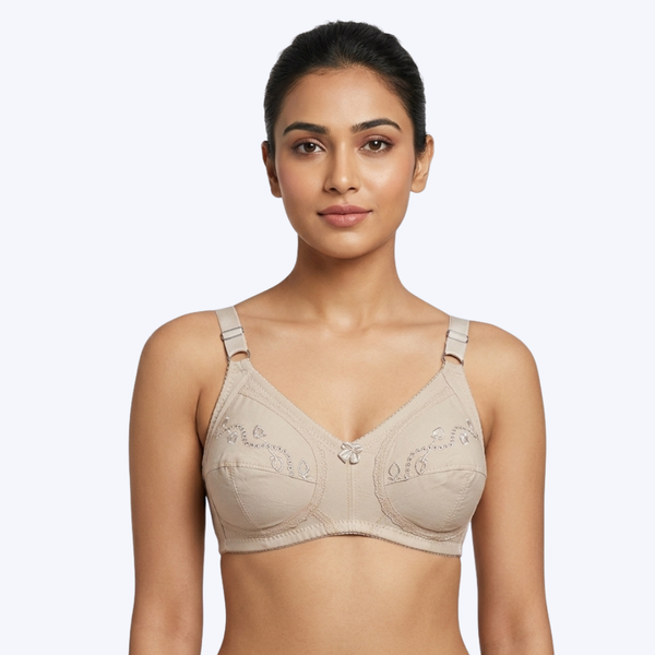 100% Cotton Full Coverage Support Bra for Women – Soft Breathable Everyday Bra